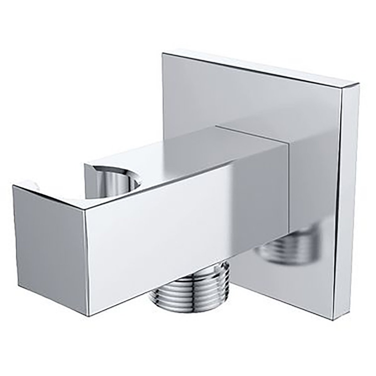 Wiesbaden Wandaansluitbocht met Handdouchehouder - Vierkant - 1/2 Inch - Chroom