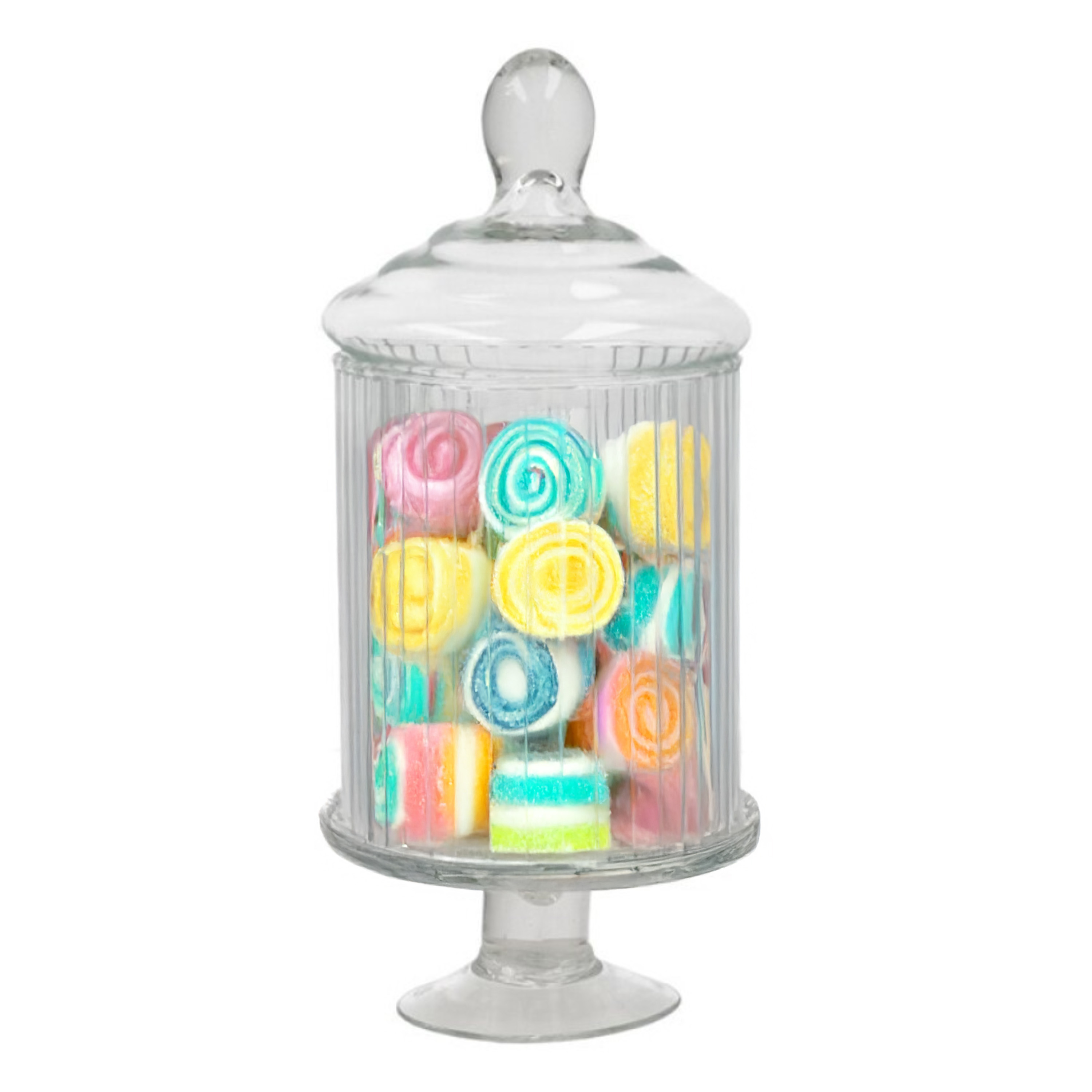 Gerimport snoeppot/voorraadpot Striped - glas - D12,5 x H28 cm - transparant - decoratie -