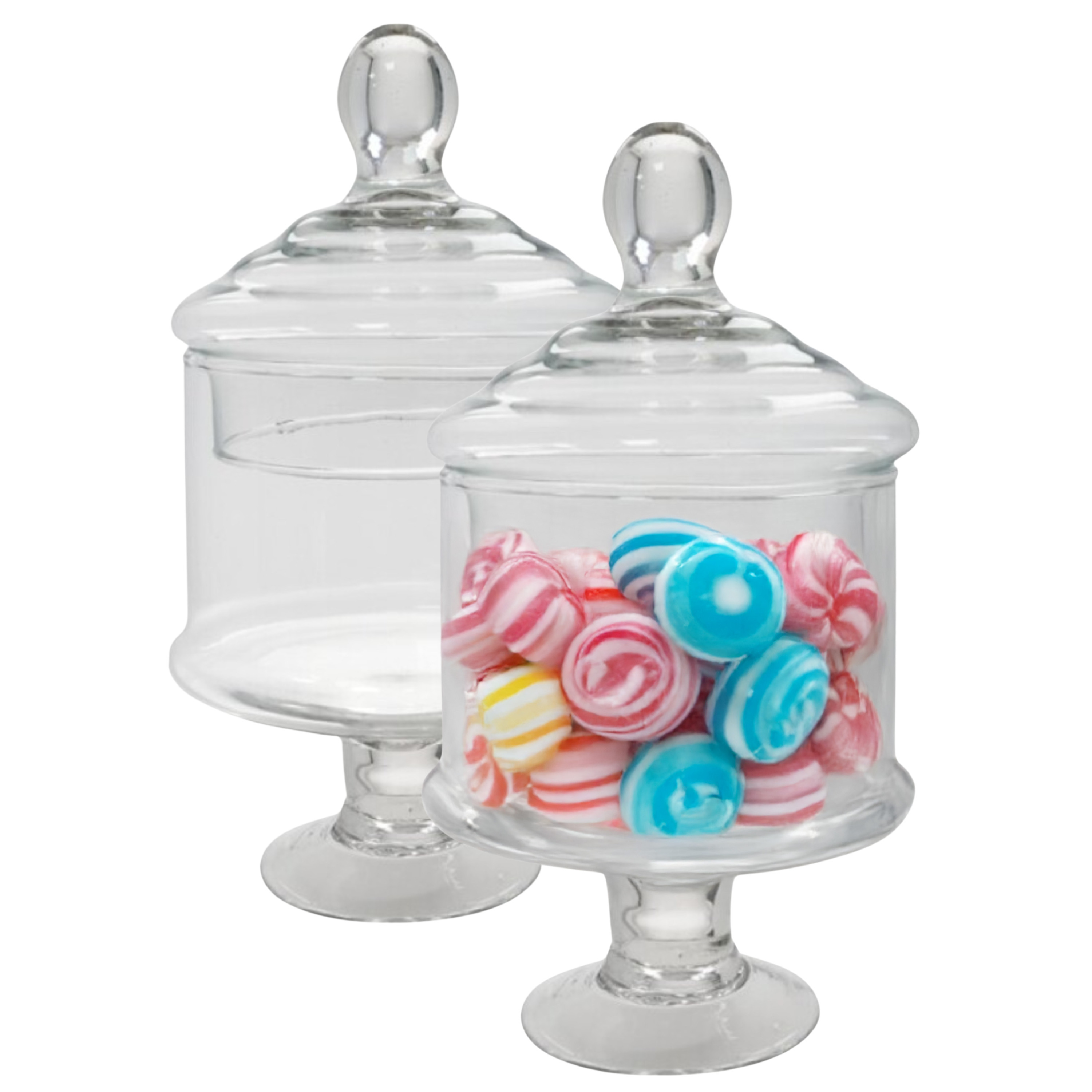 Gerimport snoeppot/voorraadpot Lisa - 2x - glas - D12,5 x H23 cm - transparant - decoratie -