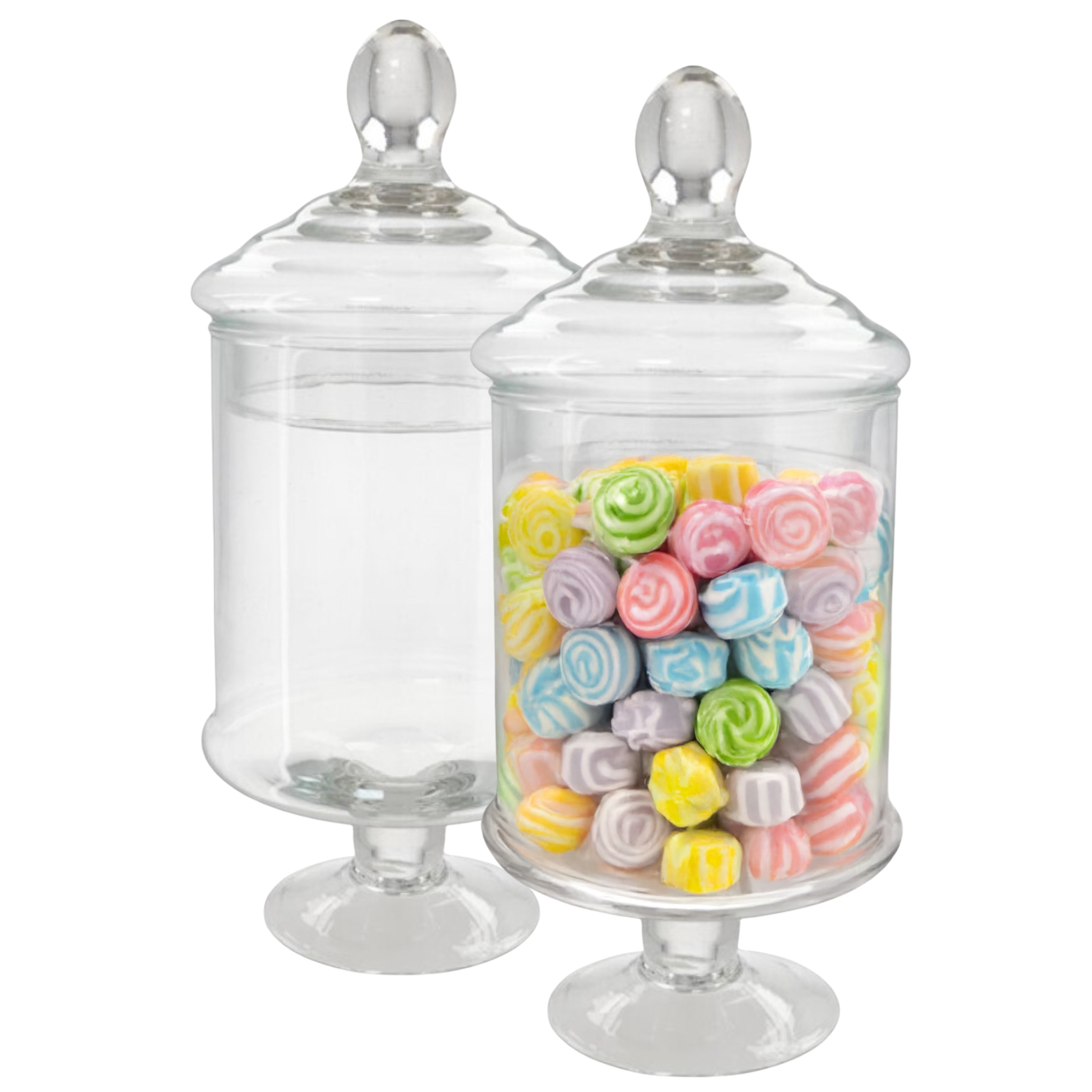 Gerimport snoeppot/voorraadpot Lisa - 2x - glas - D12,5 x H28 cm - transparant - decoratie -