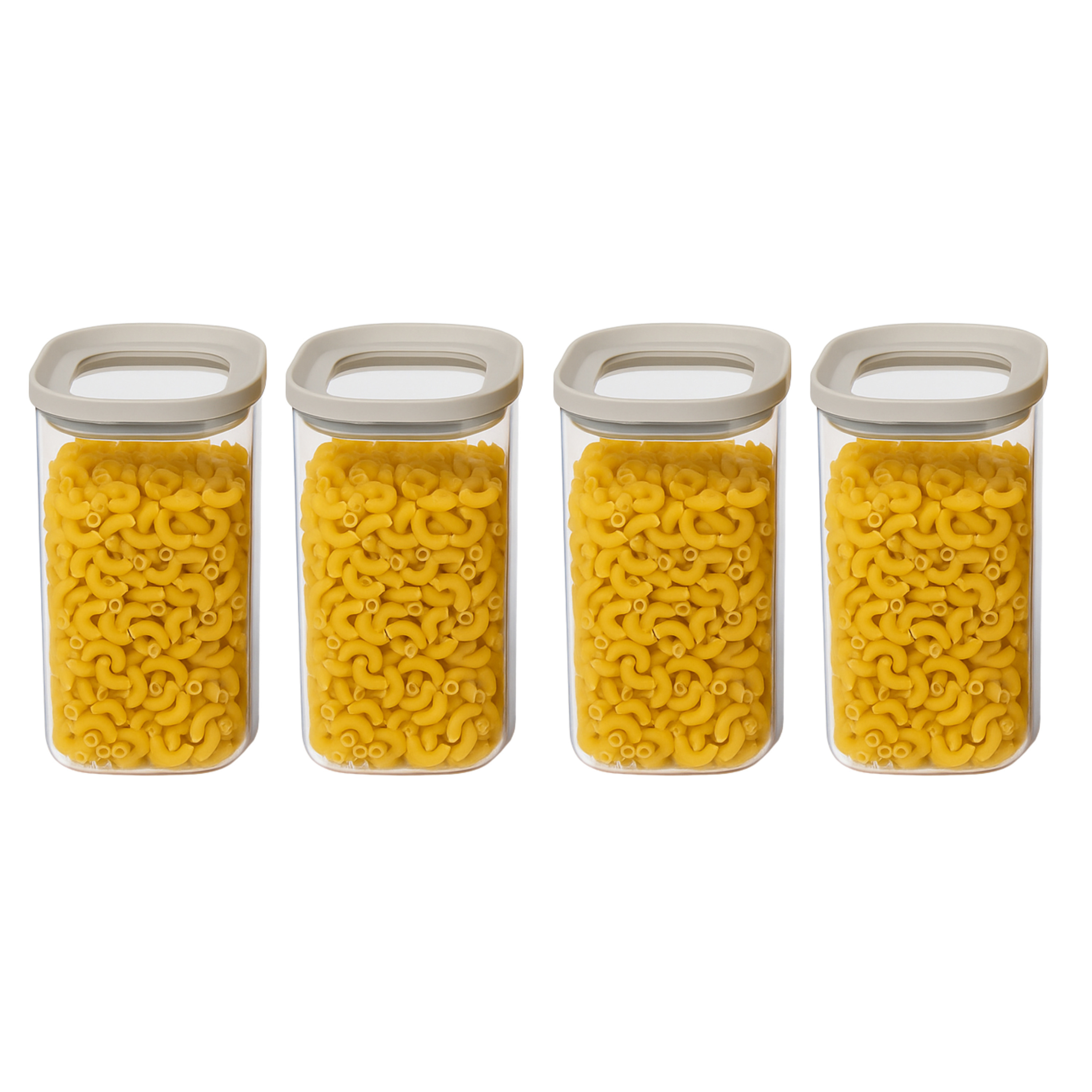5five Voorraadpot - 4x - keuken/voedsel - glas - 1000 ml - luchtdichte deksel - transparant/beige -