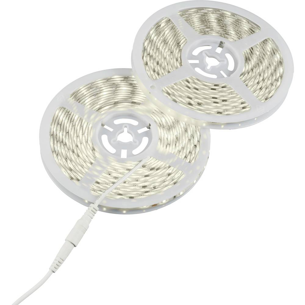 Sygonix SY-6613008 LED-stripset Met connectoren (male/female) 12 V/DC 10000 mm Daglichtwit 1 stuk(s)