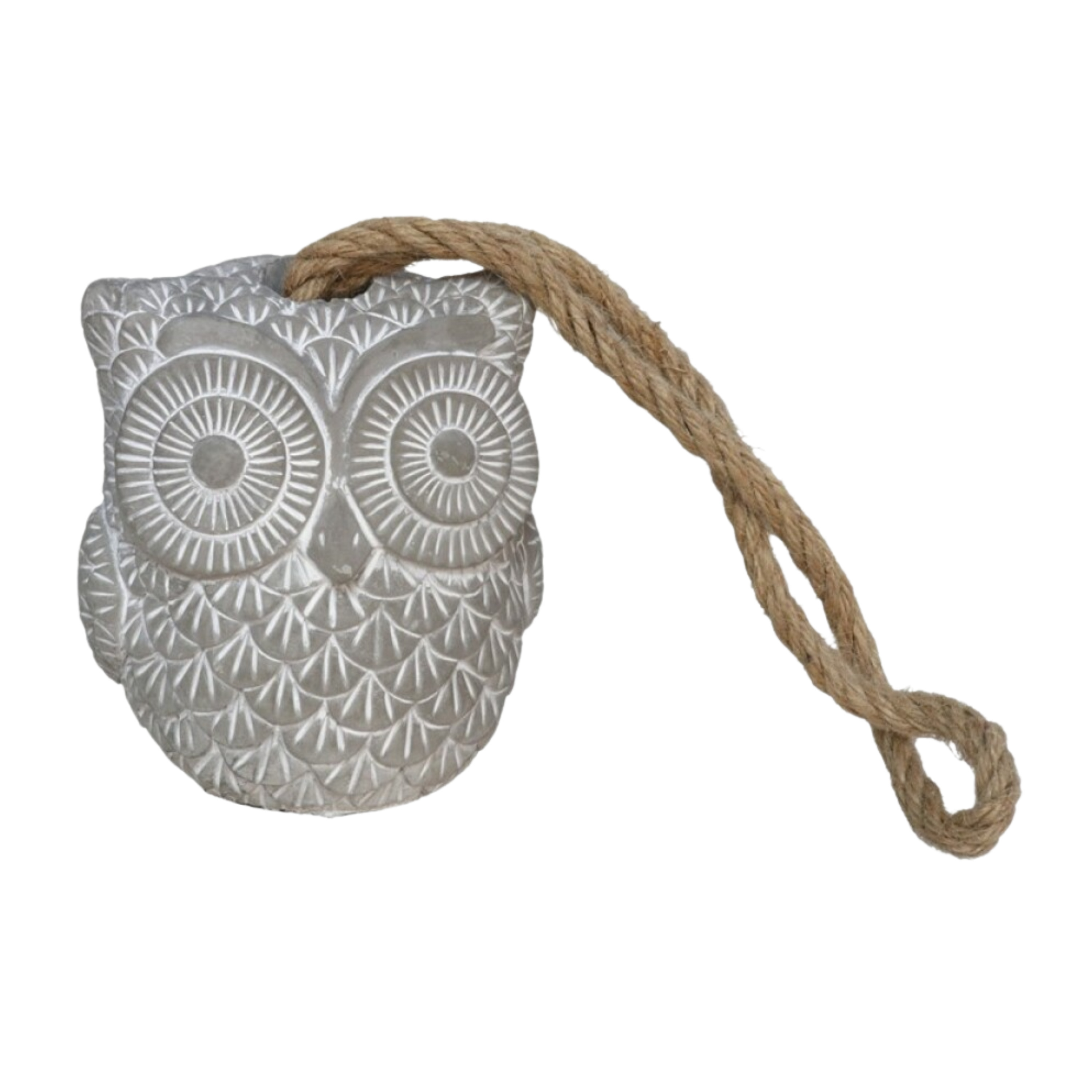 Gerimport Deurstop Uil - grijs- beton - 13 x 13 x 15 cm - woonaccessoires - deurstopper -