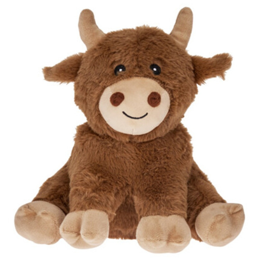 Merkloos Deurstopper koe - 1 kilo - taupe - polyester - 24 cm - dieren thema deurstoppers -