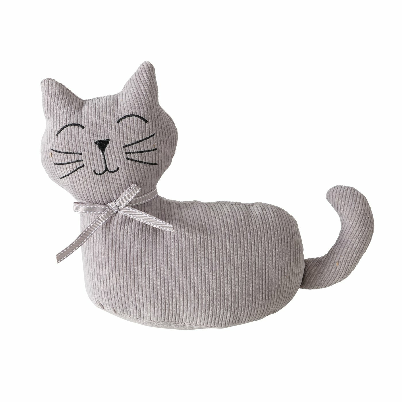Boltze Deurstopper gewicht - dieren thema Katje - 1 kilo - grijs - polyester - 28 x 11 cm - dichte ogen -