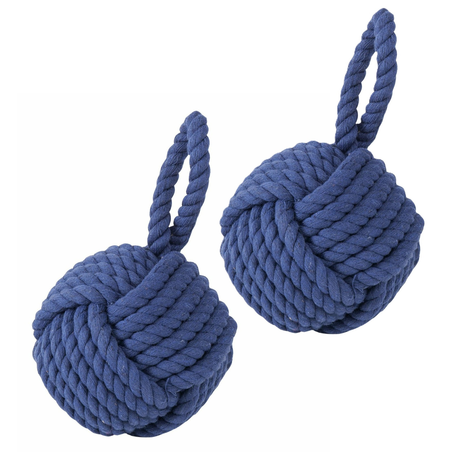 Boltze Deurstopper knoop - 2x - 1.2 kilo - blauw - jute - 23 x 15 cm -