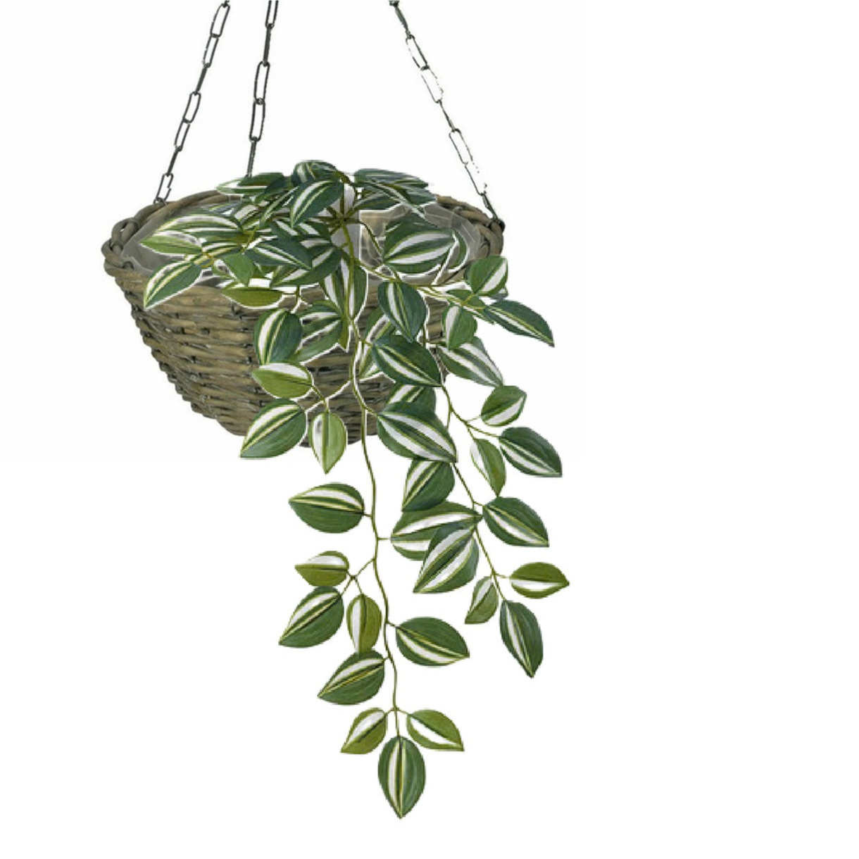 Van der Leeden Hangmand - D30 x H15 cm - gevlochten - hangende plantenbak - aan ketting - hanging basket -