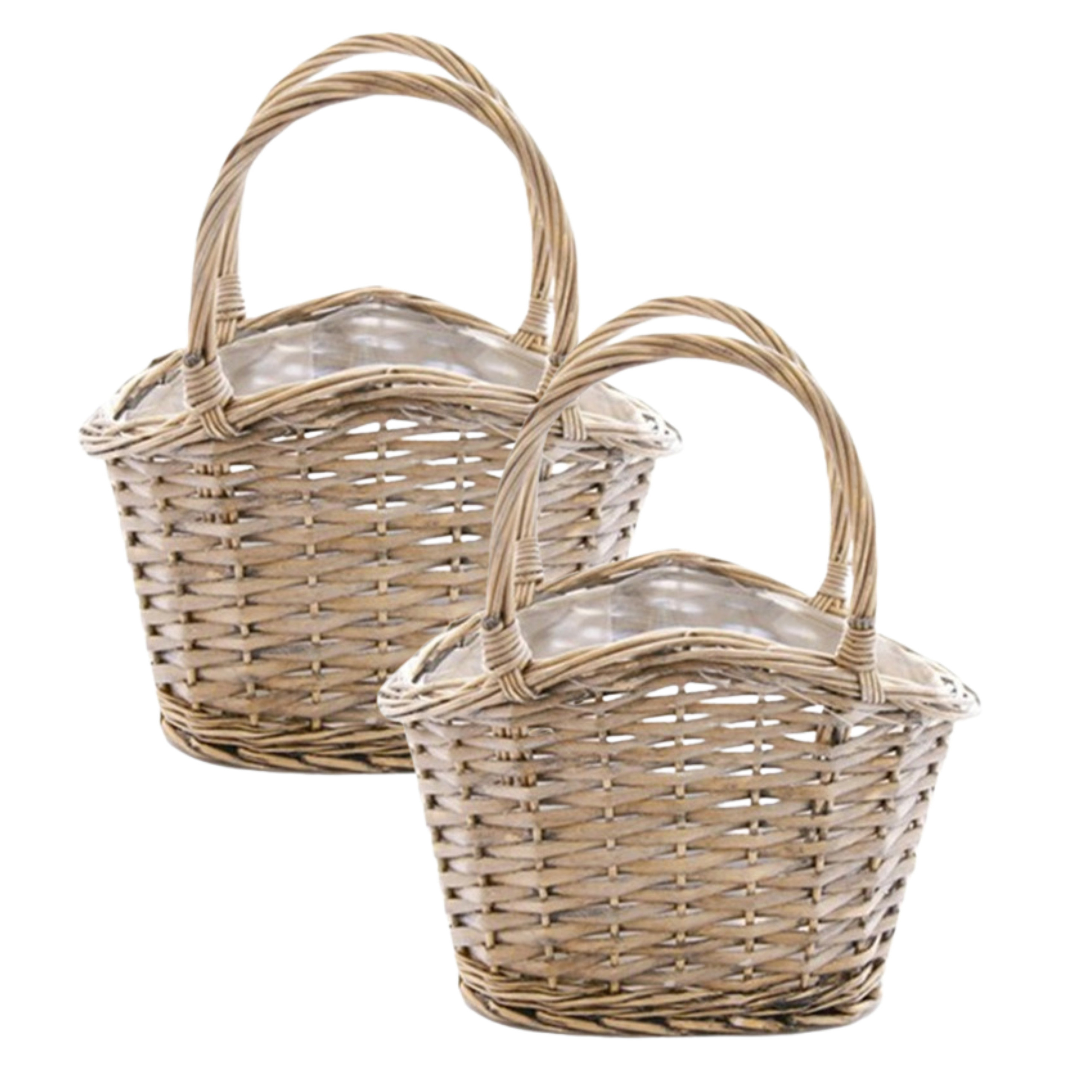 Van der Leeden Hengselmand Wilg ℃ 32 x 18 x 22 cm - 2x - handgevlochten - Plantenmand - bloemenmand - mand -