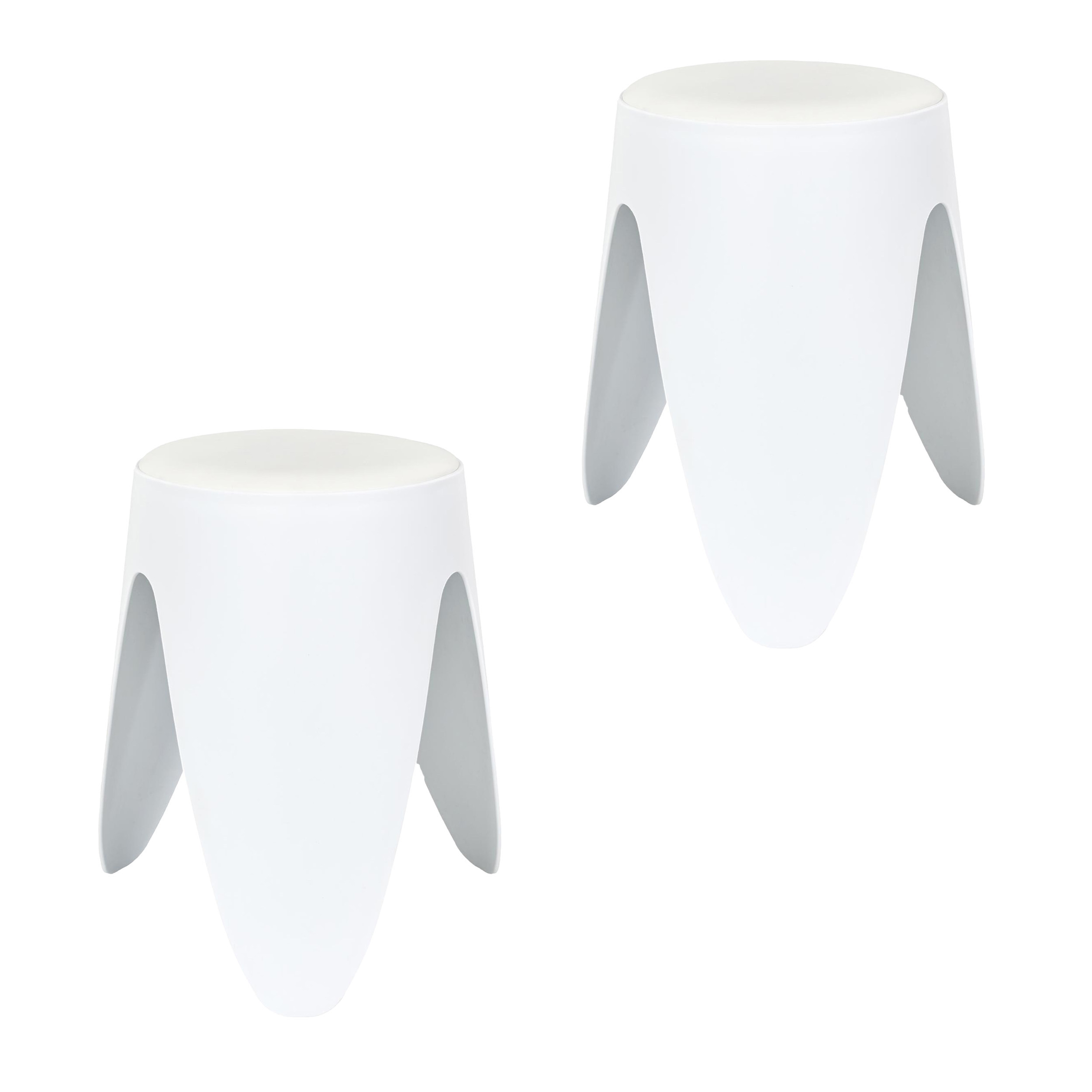 Home Deco Factory Stapelbaar zit krukje Gala - 2x - kunststof - wit - D30 x H46 cm - stoelen -