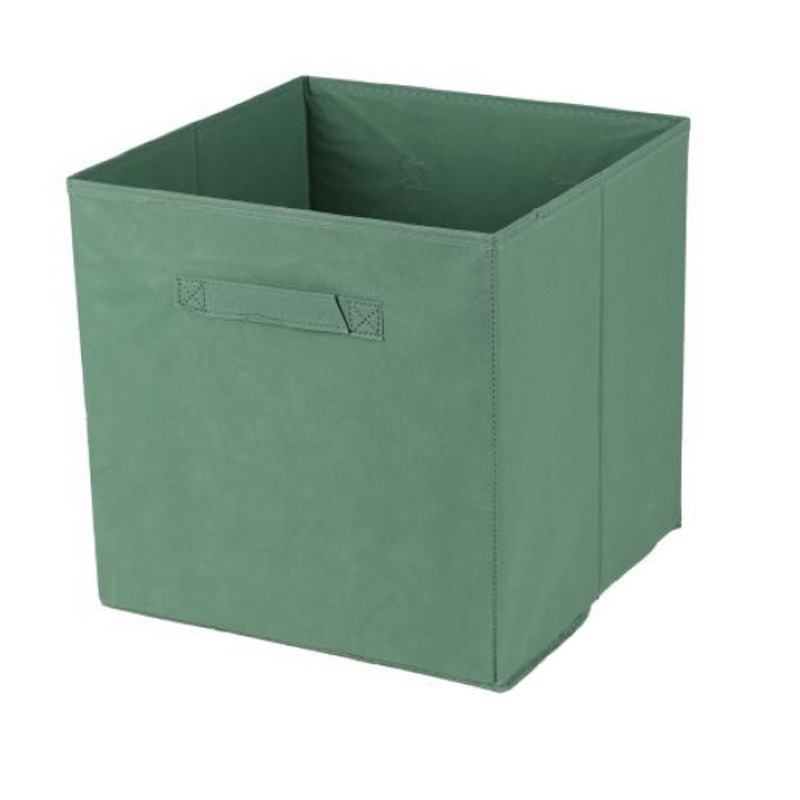 Urban Living Opbergmand/kastmand Square Box - karton/kunststof - 29 liter - groen - 31 x 31 x 31 cm -