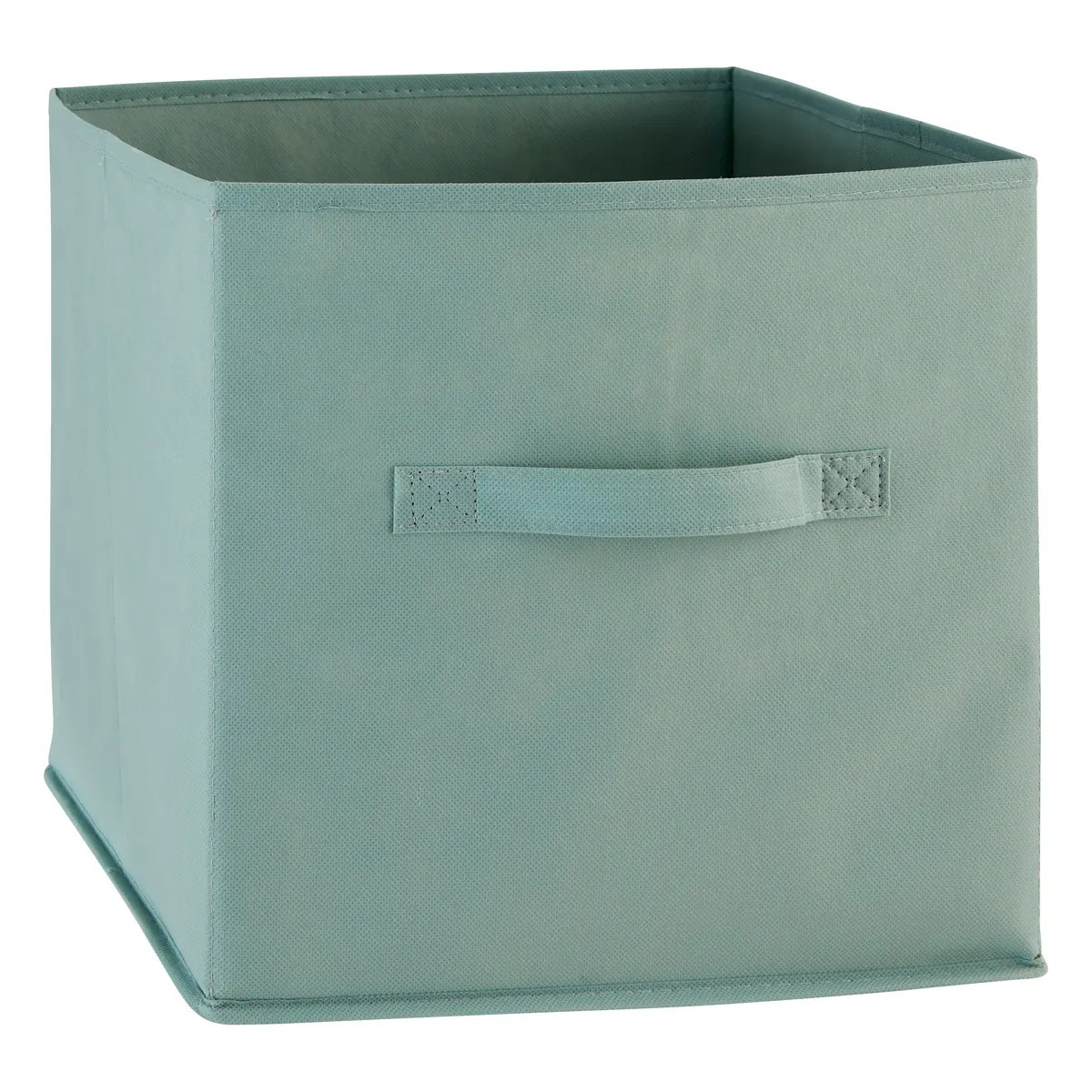 5five Opbergmand/kastmand Square Box - karton/kunststof - 29 liter - zeegroen - 31 x 31 x 31 cm -