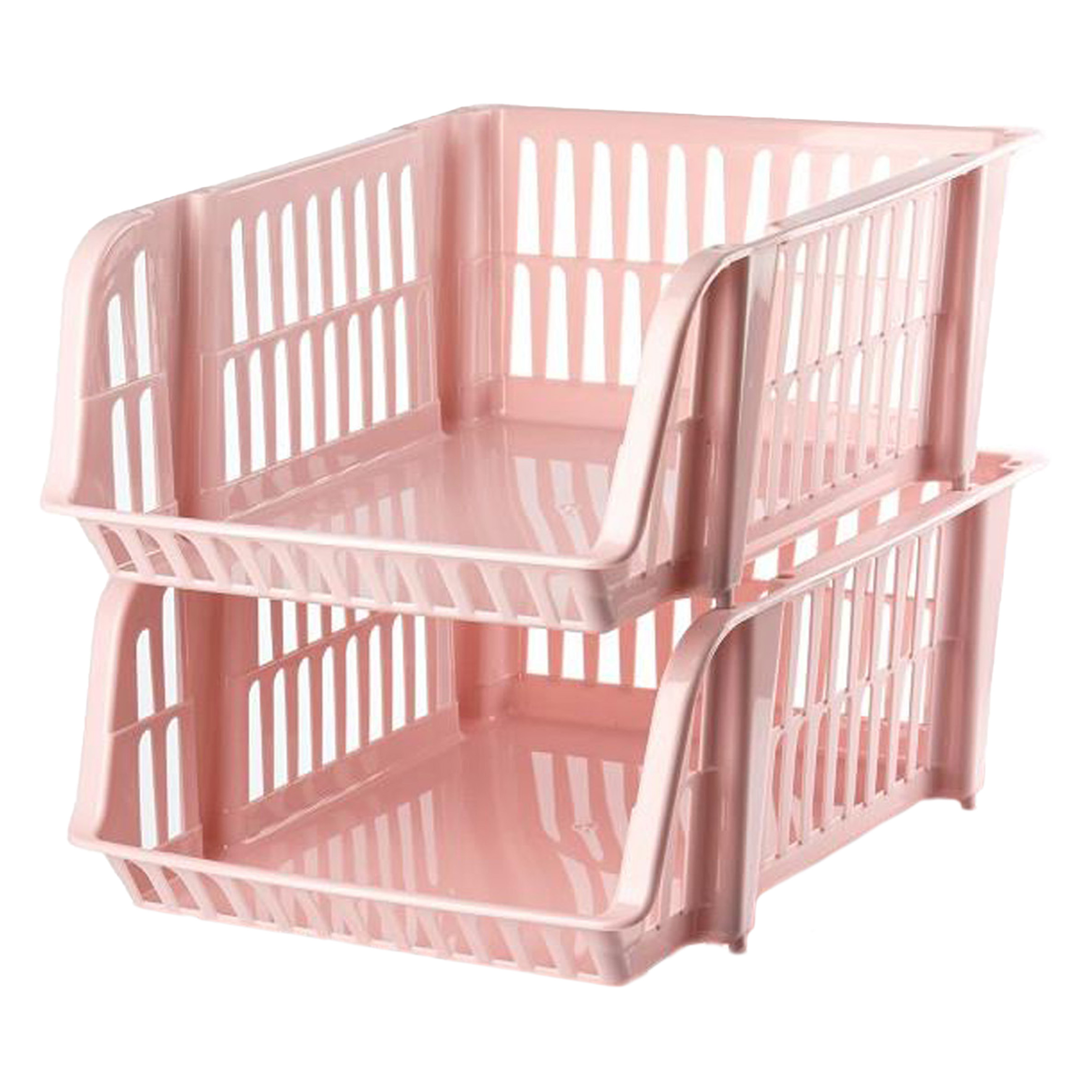 PlasticForte Stapelbare opbergmand - 2x - Oud roze - 16 liter - kunststof - x 28 x 15 cm -