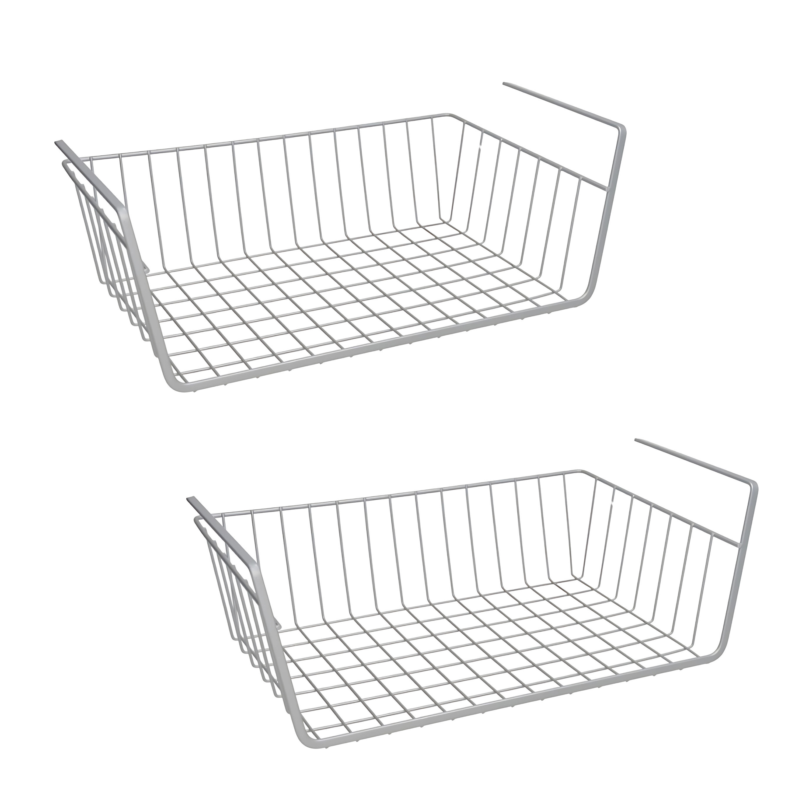 Gerimport Opberg/opruim hangmandje - 2x - 25 x x 14 cm - Kastmandje - wit - kledingkast -