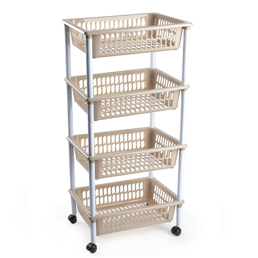 PlasticForte Keukentrolley op wieltjes - 4-laags - taupe - kunststof - 40x50x85 cm -