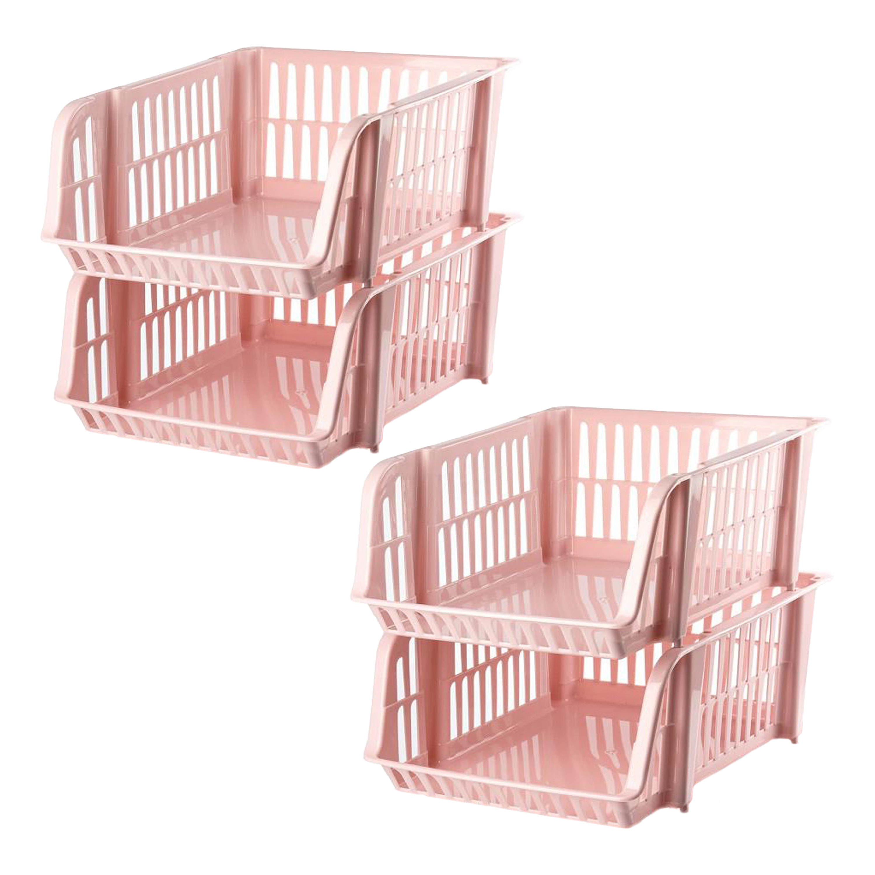 PlasticForte Stapelbare opbergmand - 4x - Oud roze - 16 liter - kunststof - x 28 x 15 cm -
