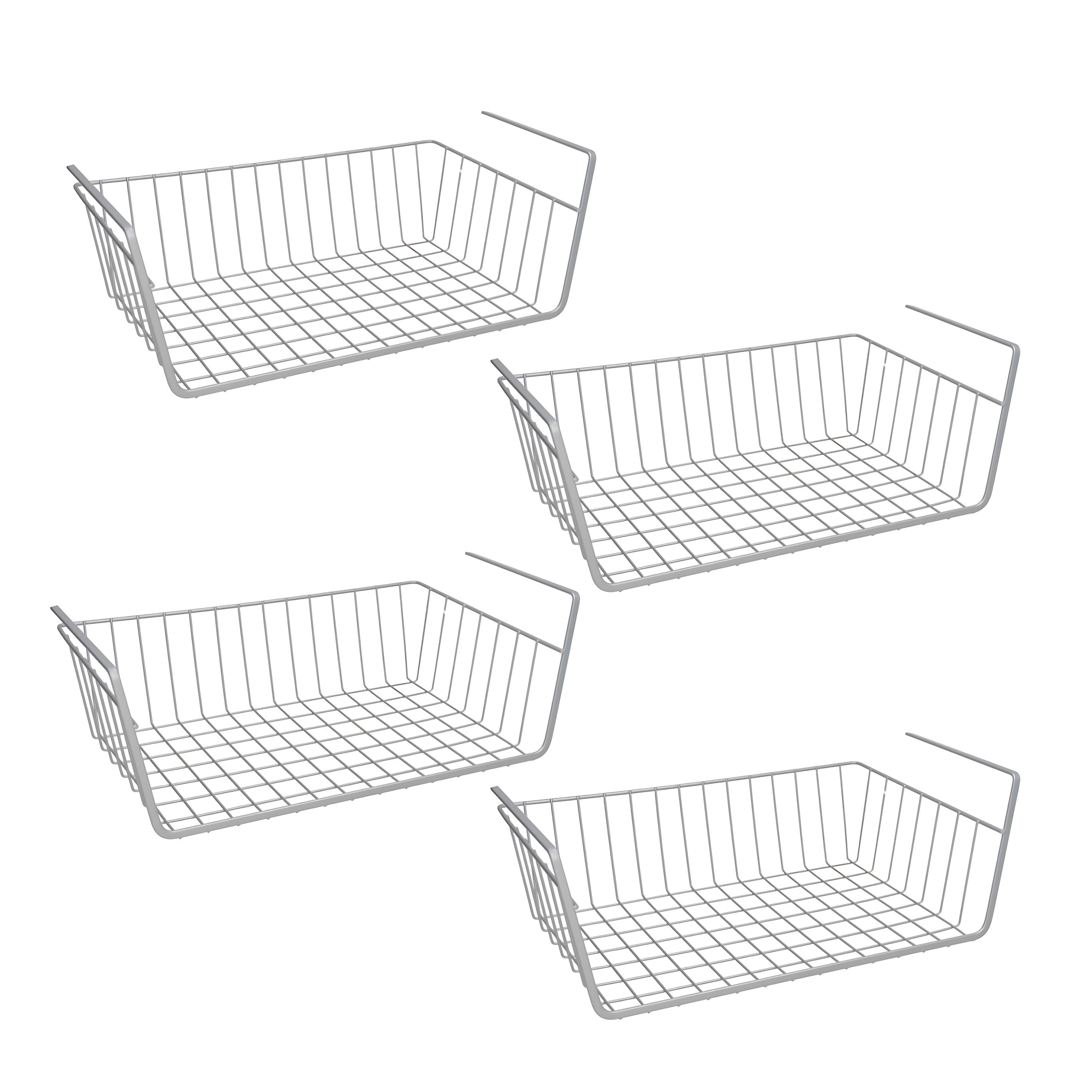 Gerimport Opberg/opruim hangmandje - 4x - 25 x x 14 cm - Kastmandje - wit - kledingkast -