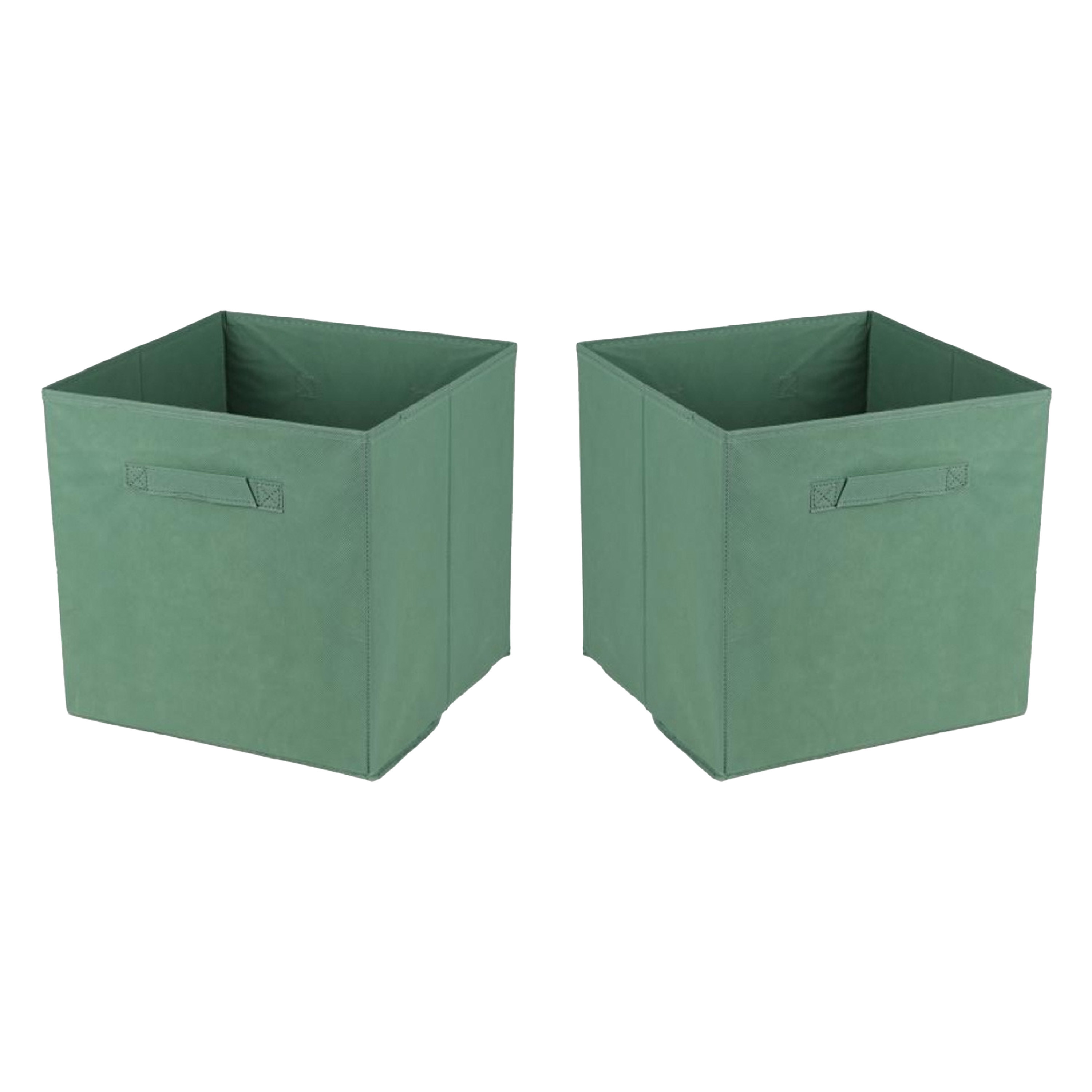 Urban Living Opbergmand/kastmand Square Box - 6x - karton/kunststof - 29 liter - groen - 31 x 31 x 31 cm -