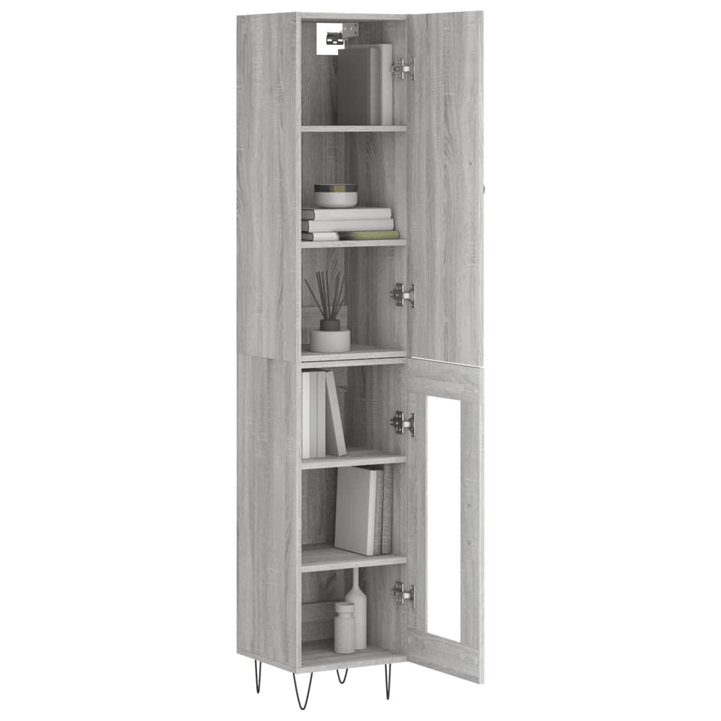 vidaXL Hoge kast 34,5x34x180 cm bewerkt hout grijs sonoma eikenkleurig