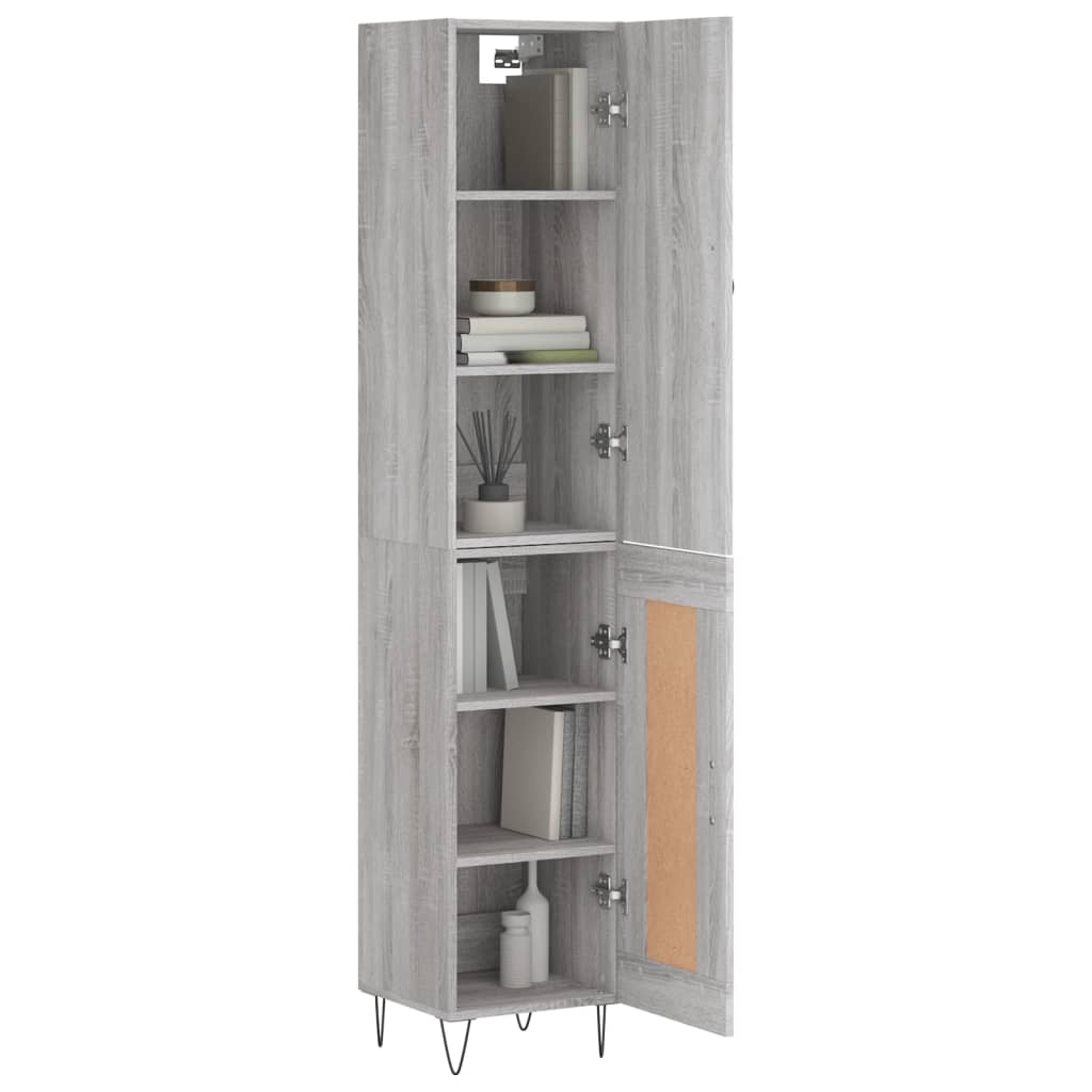 vidaXL Hoge kast 34,5x34x180 cm bewerkt hout grijs sonoma eikenkleurig