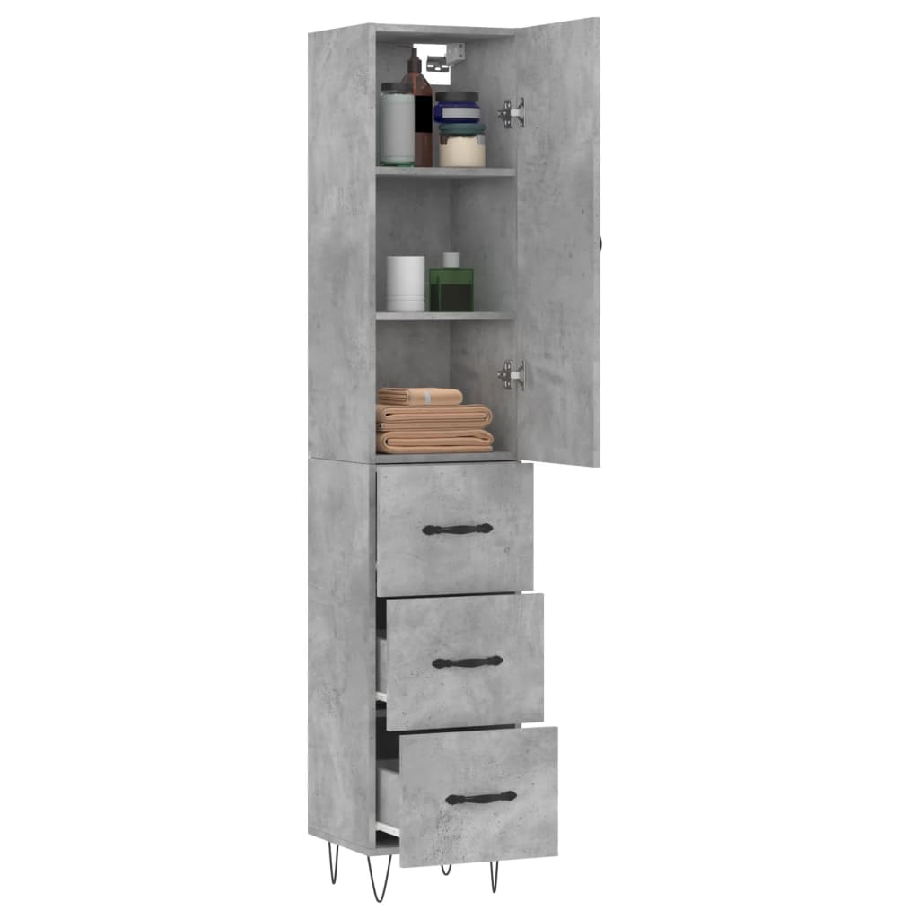 vidaXL Hoge kast 34,5x34x180 cm bewerkt hout betongrijs