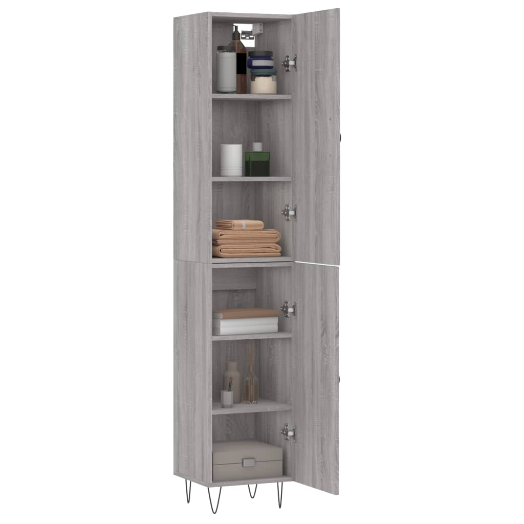 vidaXL Hoge kast 34,5x34x180 cm bewerkt hout grijs sonoma eikenkleurig