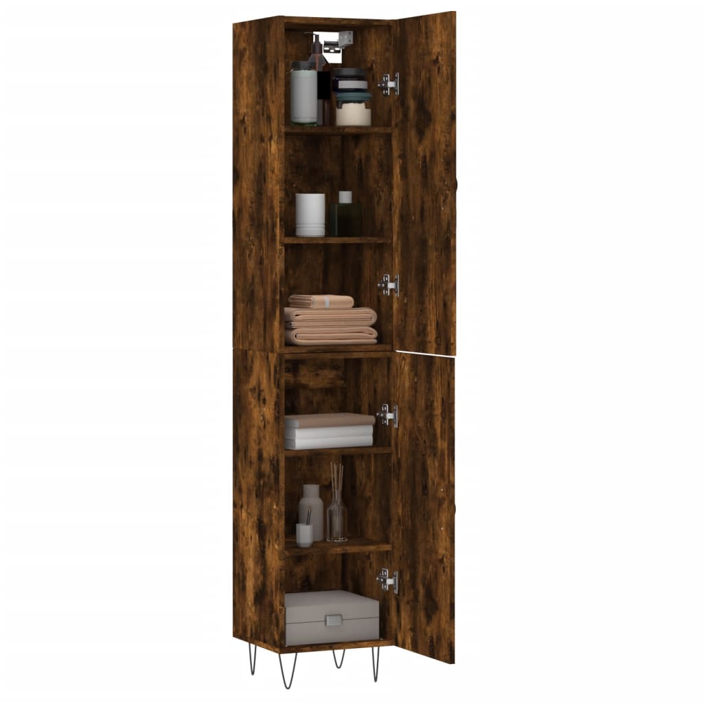 vidaXL Hoge kast 34,5x34x180 cm bewerkt hout gerookt eikenkleurig