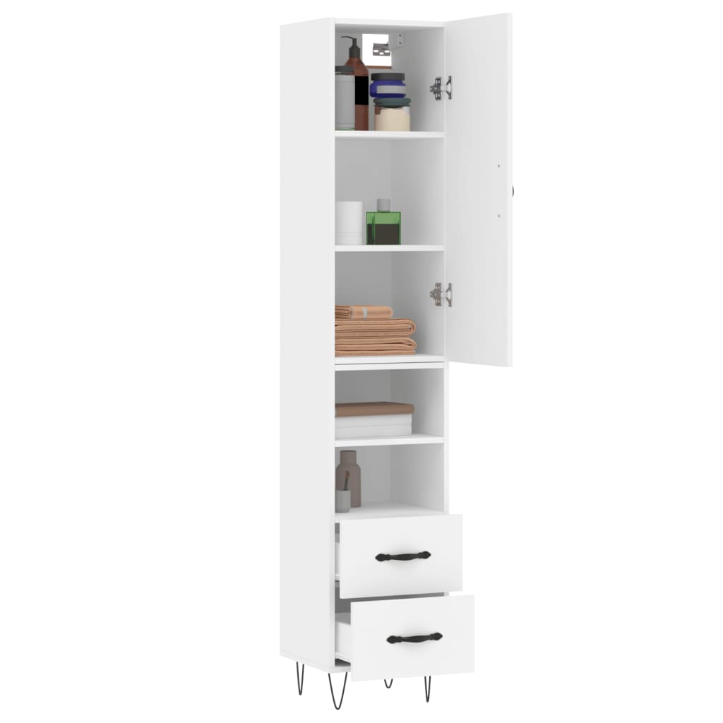 vidaXL Hoge kast 34,5x34x180 cm bewerkt hout wit