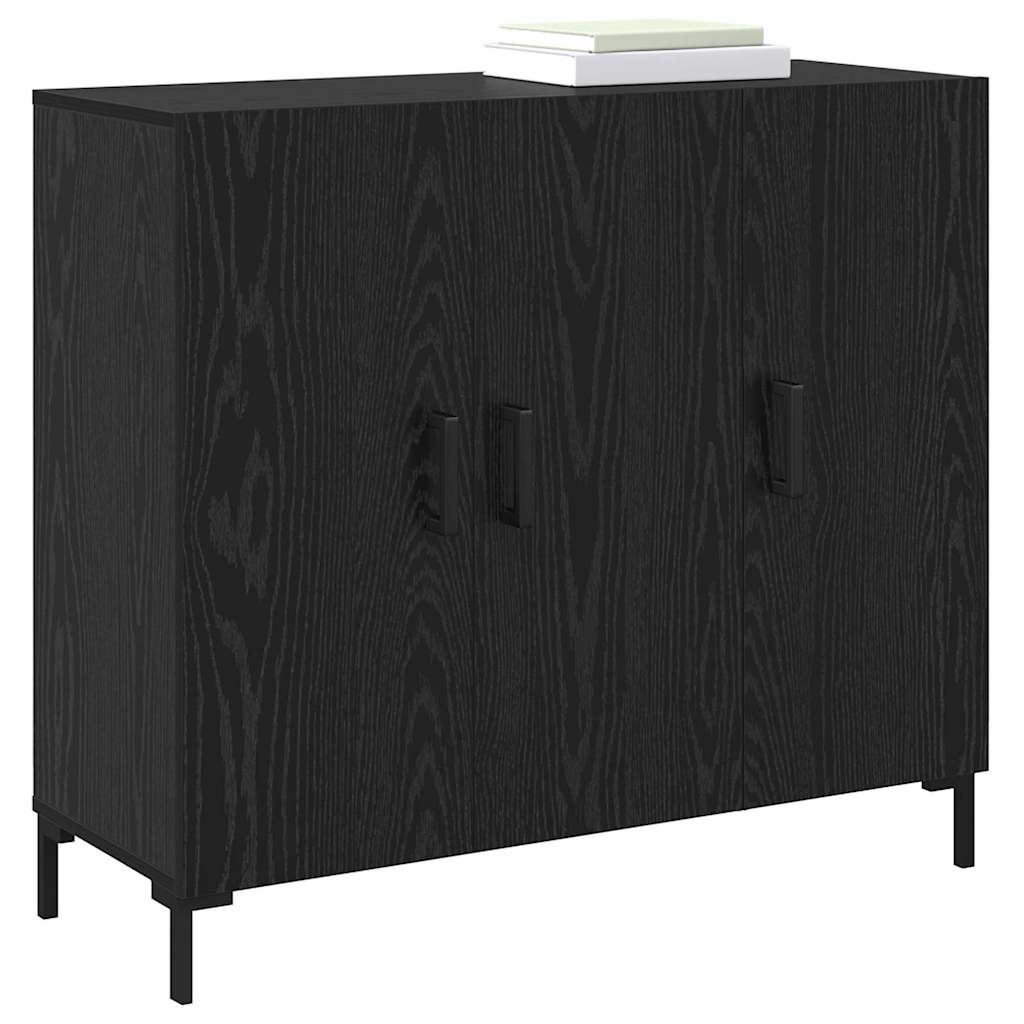 vidaXL Dressoir met opslag met de deur Zwart 90 x 34 x 80 cm Bewerkt hout