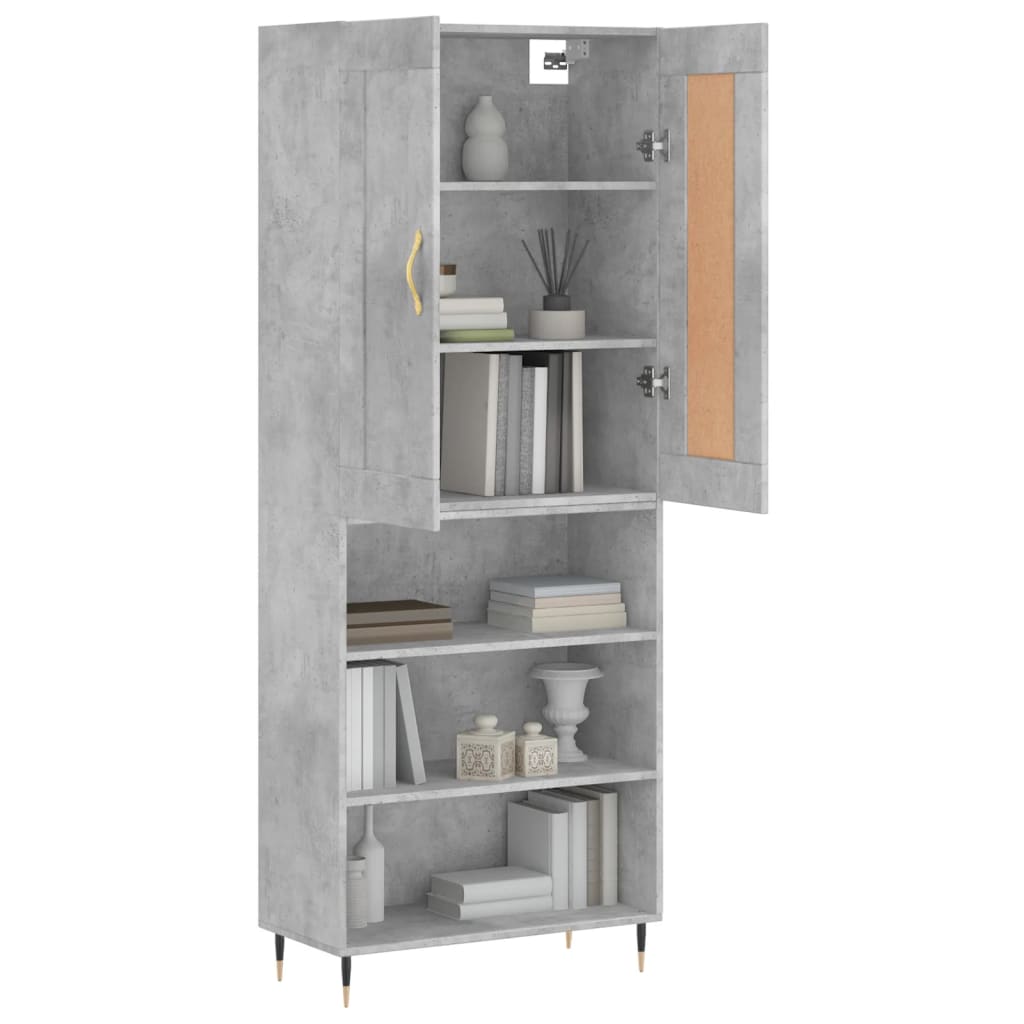 vidaXL Hoge kast 69,5x34x180 cm bewerkt hout betongrijs