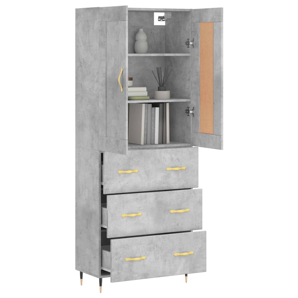 vidaXL Hoge kast 69,5x34x180 cm bewerkt hout betongrijs