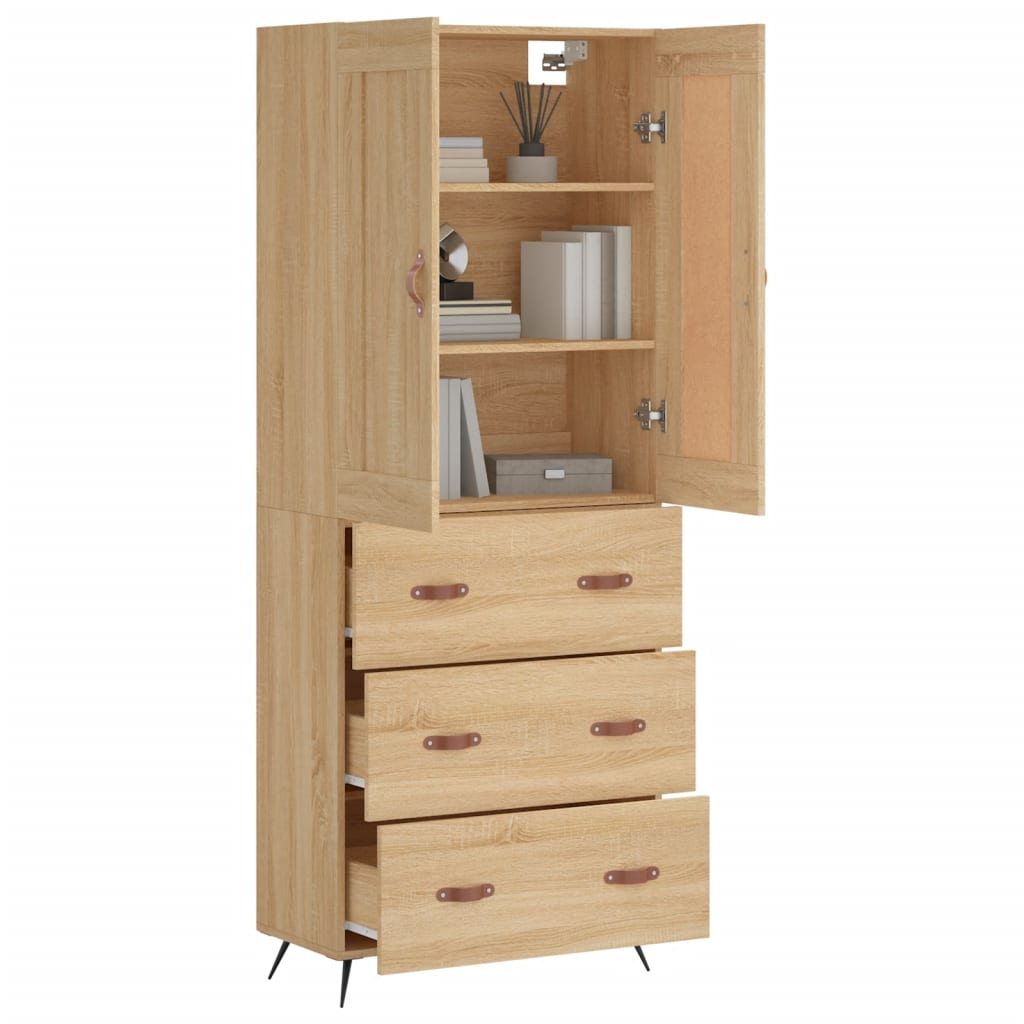 vidaXL Hoge kast 69,5x34x180 cm bewerkt hout sonoma eikenkleurig