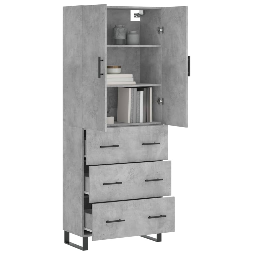 vidaXL Hoge kast 69,5x34x180 cm bewerkt hout betongrijs