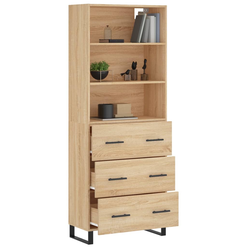 vidaXL Hoge kast 69,5x34x180 cm bewerkt hout sonoma eikenkleurig