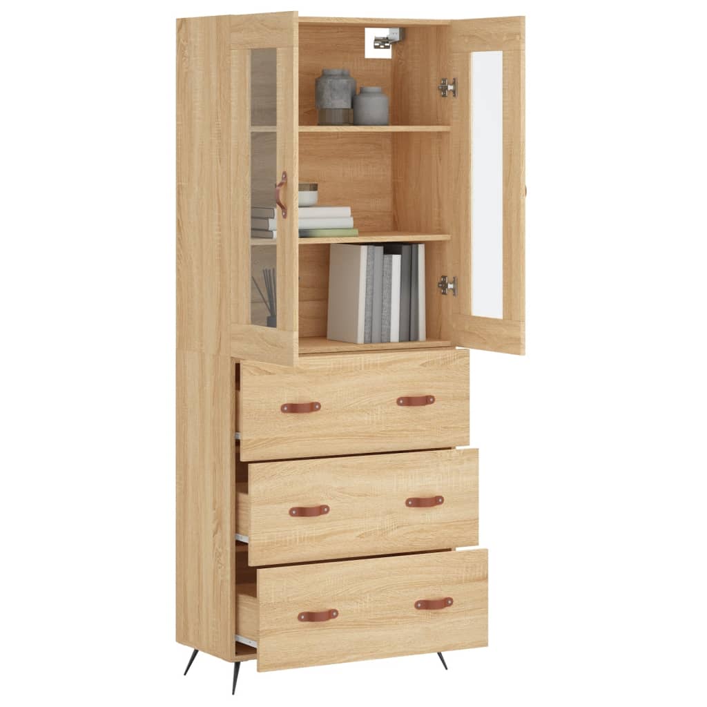 vidaXL Hoge kast 69,5x34x180 cm bewerkt hout sonoma eikenkleurig