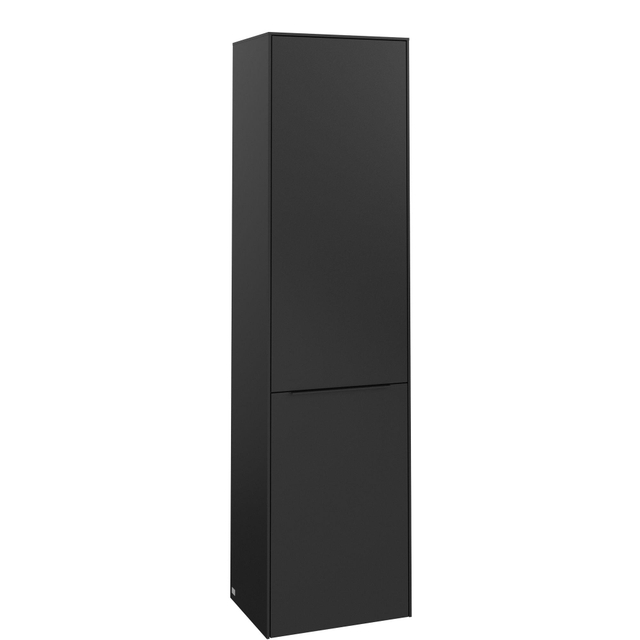 Villeroy & Boch Subway 3.0 Badkamerkast - opbouw - 45x35x170cm - 1 linksdraaiende softclose deur - volcano Black greep - spaanplaat - volcano black c59201vl