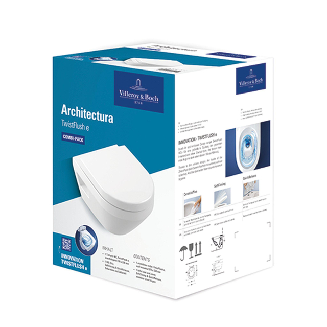Villeroy & Boch Architectura pack wandcloset - 48cm - spoelrandloos wit C+ 4687clr1