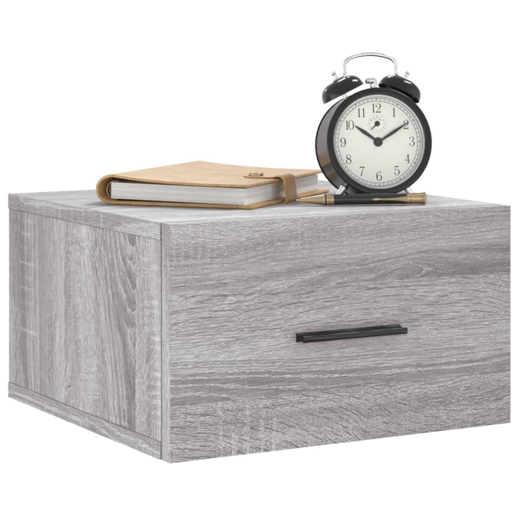 vidaXL Nachtkastje wandgemonteerd 35x35x20 cm grijs sonoma eikenkleur