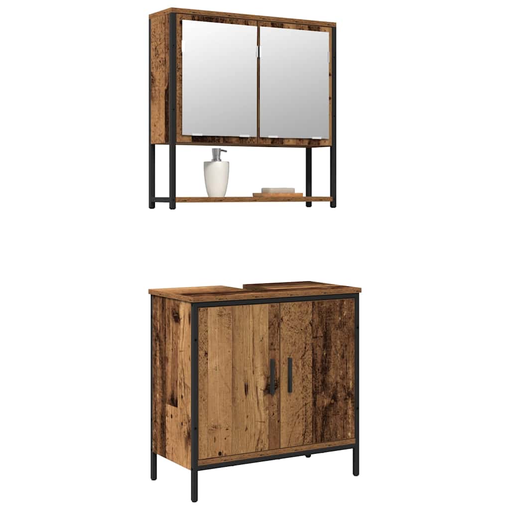 vidaXL 2-delige badkamermeubelset oud hout gefabriceerd hout