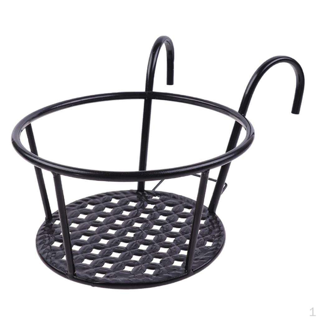 Qiline Flower Pot Hanging Basket Garden Decor er Btacket for Yard zwart
