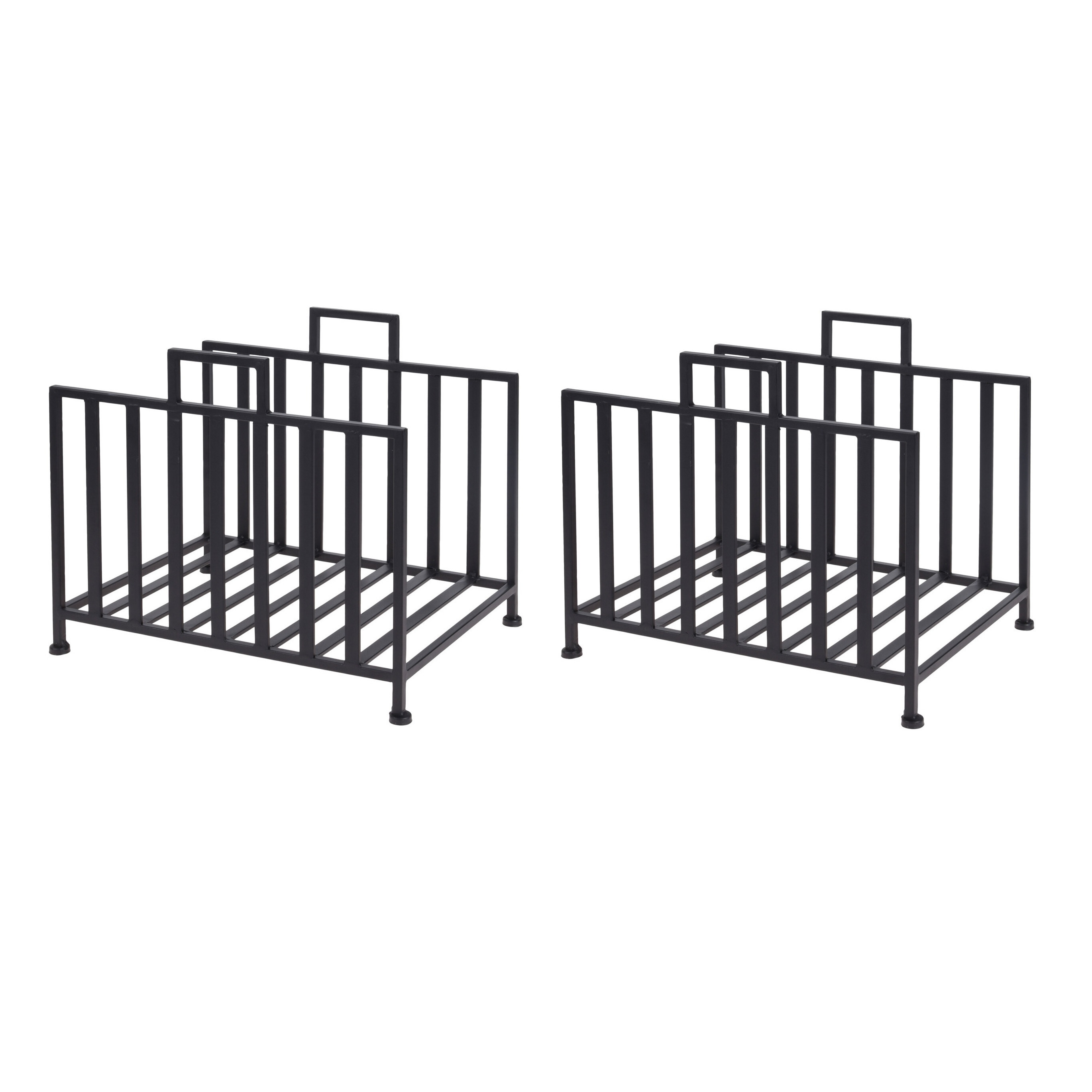 Merkloos Set van 2x stuks haardblokken/houtblokken opberg standaard metaal x 31 x 35 cm -