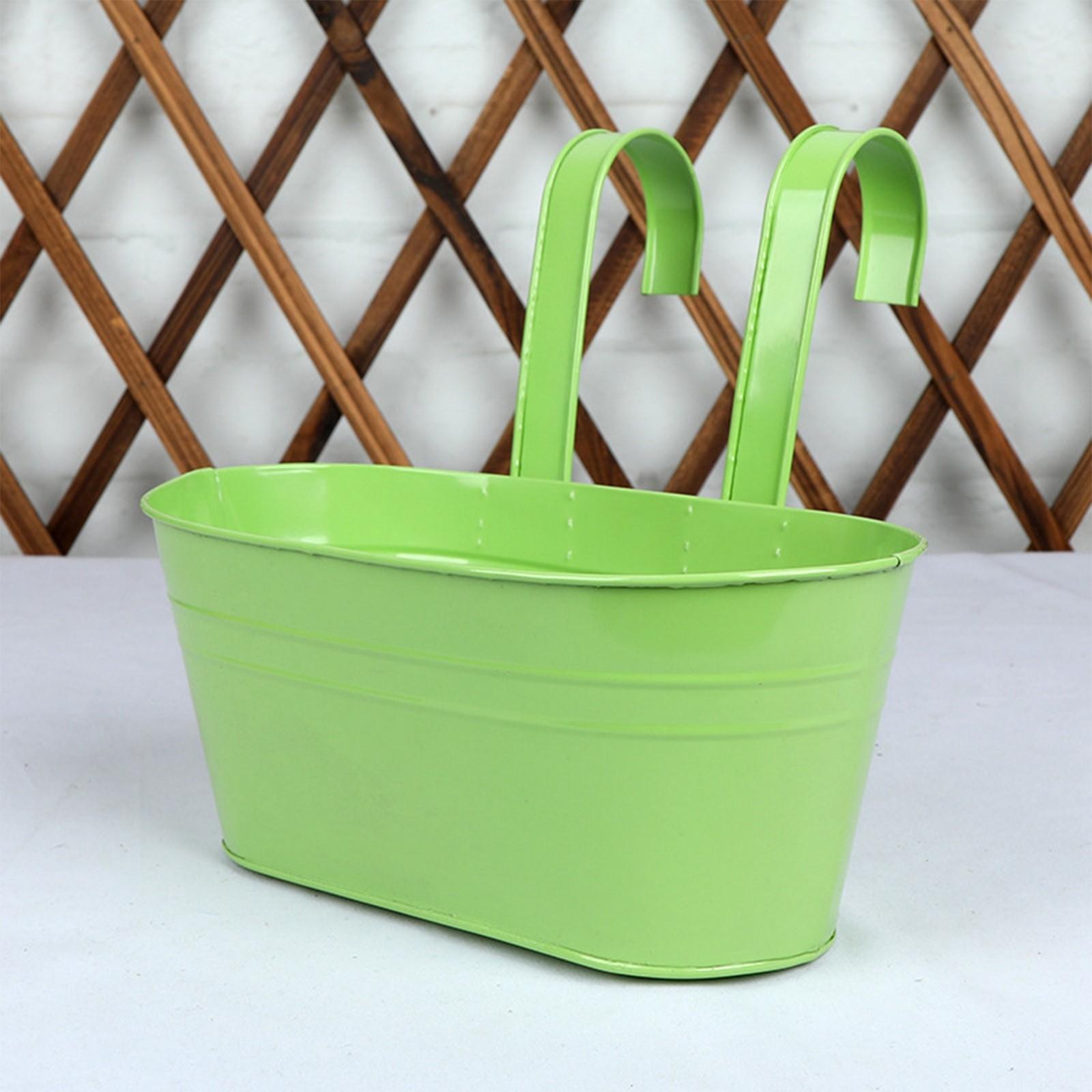 Jiangnan A Buitenplanten Plantenbak Zwart Metaal IJzer Hangende Bloempotten Terrassen Leuningen Hek Emmers Moderne Boho Muurbevestiging Vensterbank Plantenhouder Haken Veranda One Size