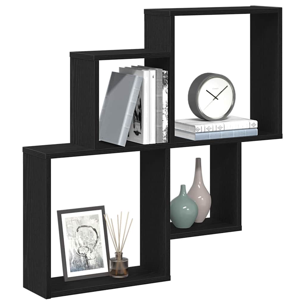 vidaXL Wandkast Zwart Eiken 80x15x78,5 cm Gemaakt van Hout