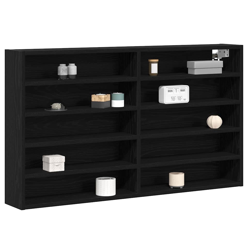 vidaXL Vitrine Kast Zwart Eiken 100x15x58 cm Engineered Wood