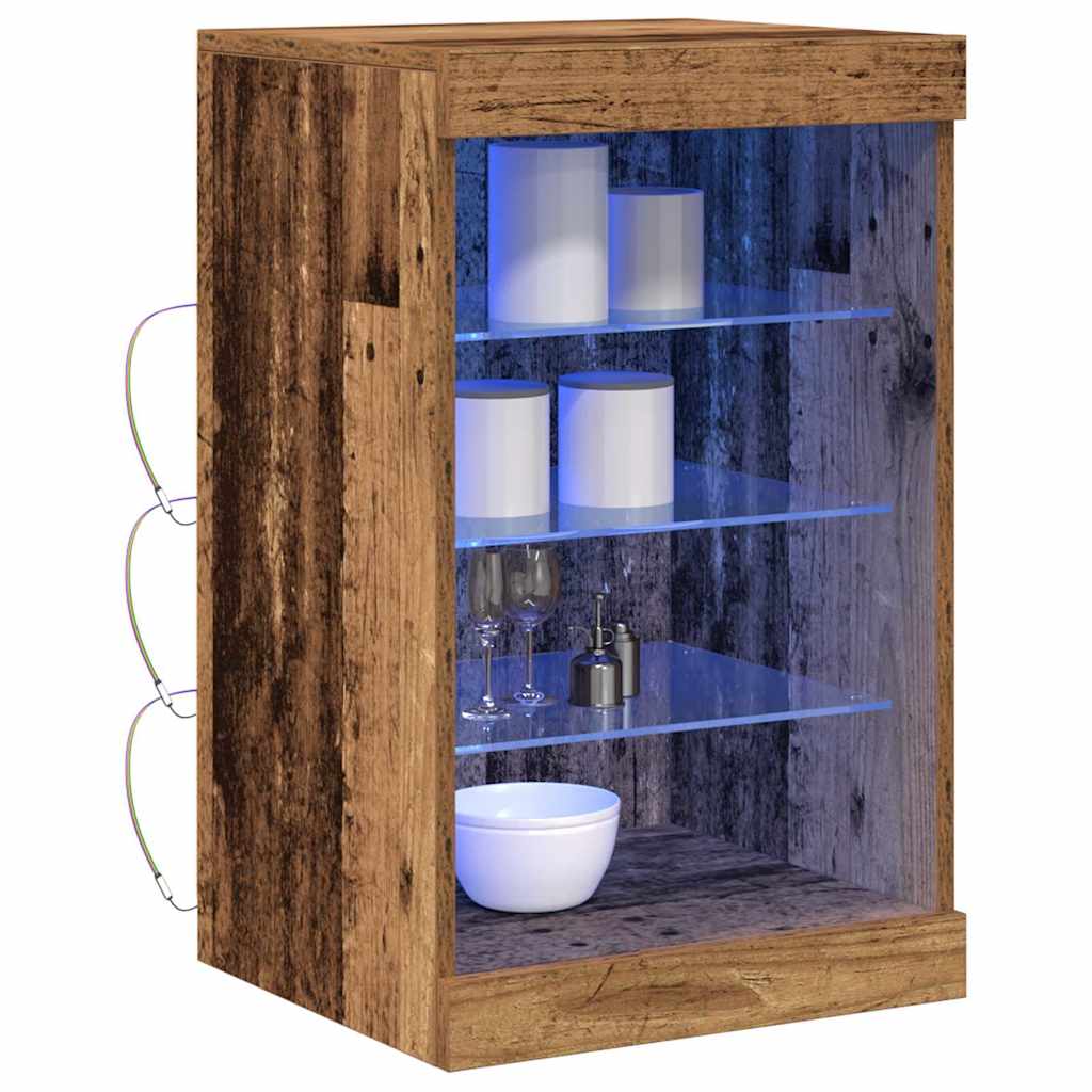 vidaXL Dressoir met LED-verlichting 41x37x67 cm oud houtkleurig