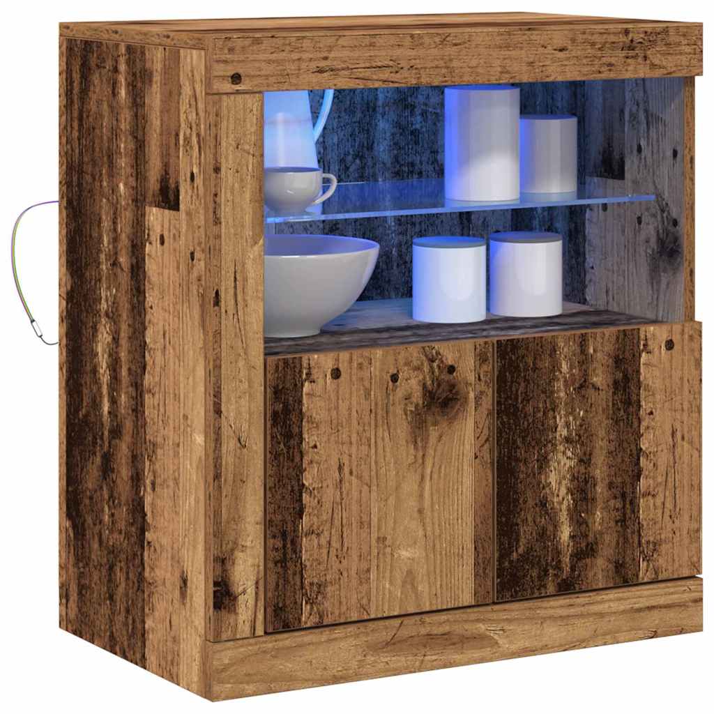 vidaXL Dressoir met LED-verlichting 60,5x37x67 cm oud houtkleurig