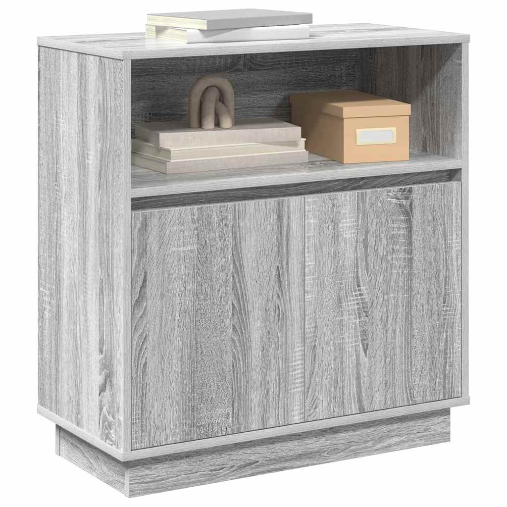 vidaXL Dressoir met LED 71x34,5x75 cm bewerkt hout grijs sonoma eiken