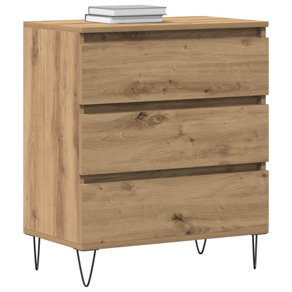 vidaXL Dressoir met lades 60x35x70 cm bewerkt hout artisanaal eiken