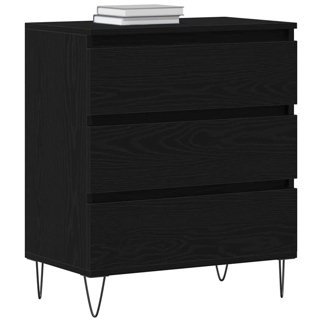 vidaXL Dressoir met lades 60x35x70 cm bewerkt hout zwart eikenkleurig