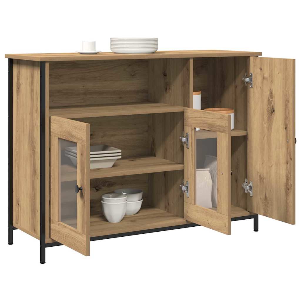 vidaXL Dressoir 100x35x75 cm bewerkt hout artisanaal eiken