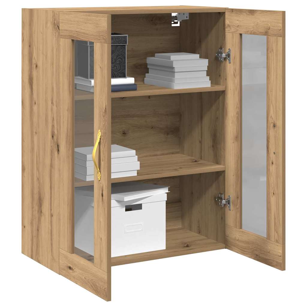 vidaXL Wandkast met glazen deuren 69,5x34x90 cm artisanaal eiken